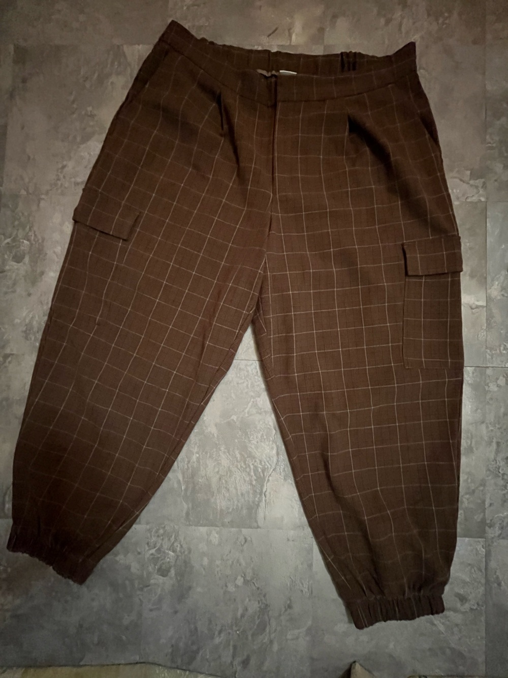 A New Day Brown Checked Cargo Jogger Pants